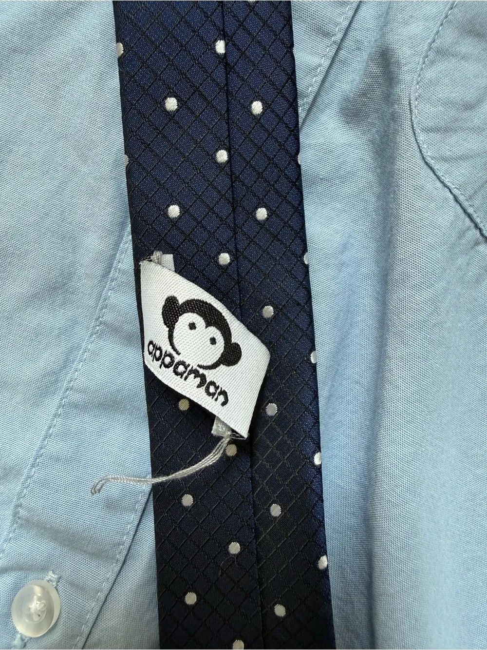 Appaman Boys Necktie Navy Blue w/ White Woven Dots Wedding Looks Formal
